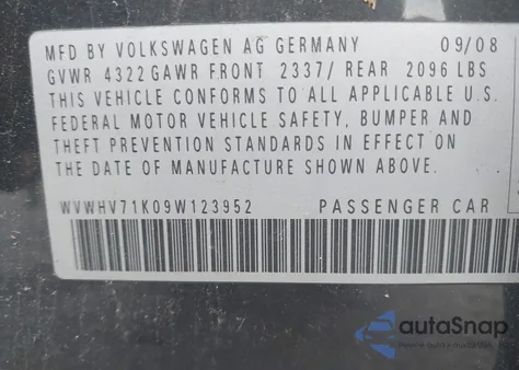 2009 Volkswagen Gti 4-Door z USA, uszkodzony, nr VIN WVWHV71K09W123952